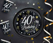 Picture of 40TH BIRTHDAY BLACK & GOLD PLATES 18CM 6 PACK